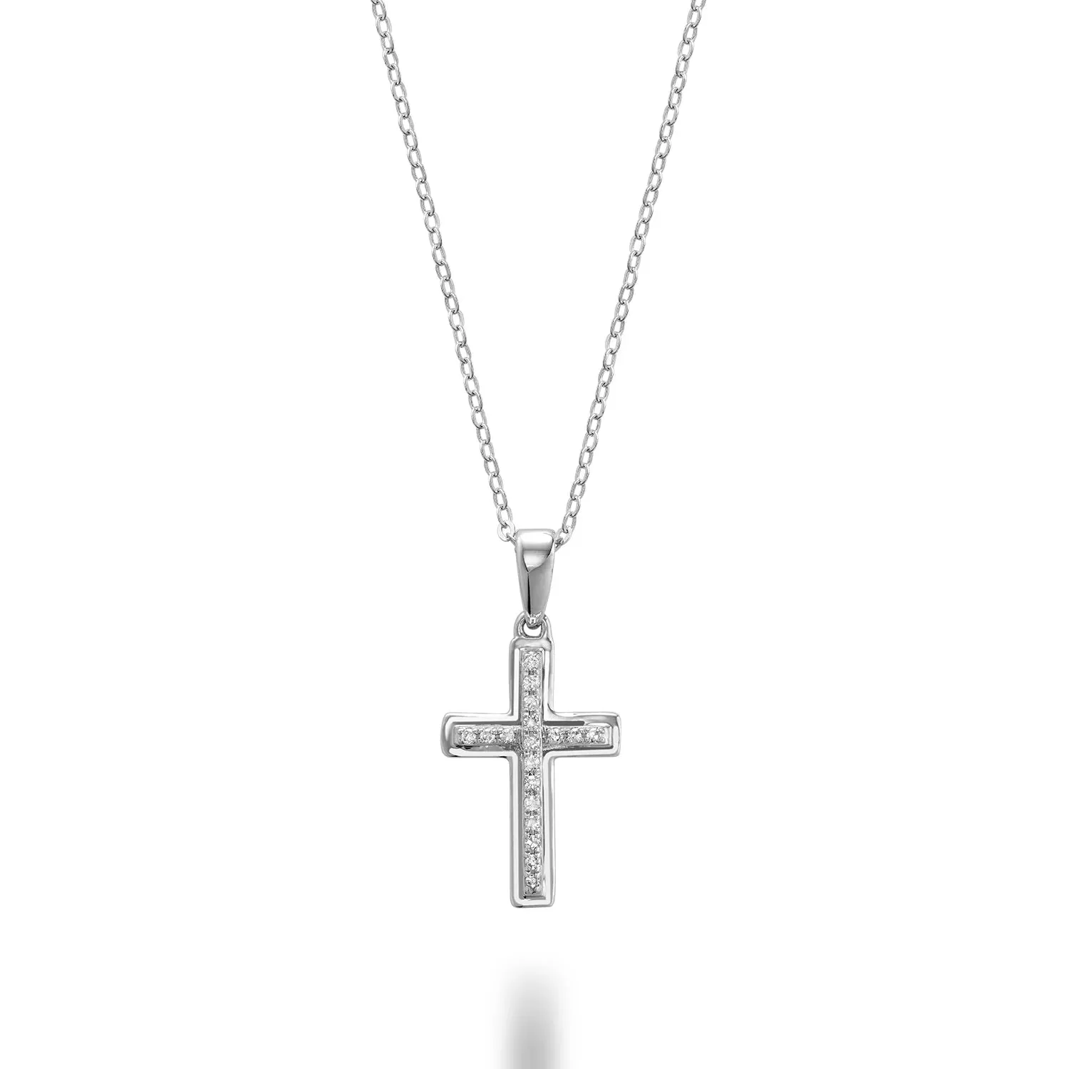 Border Diamond Gold Cross Necklace