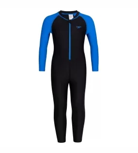 Boy's Endurance All in one suit   - Black  &  Bondi Blue