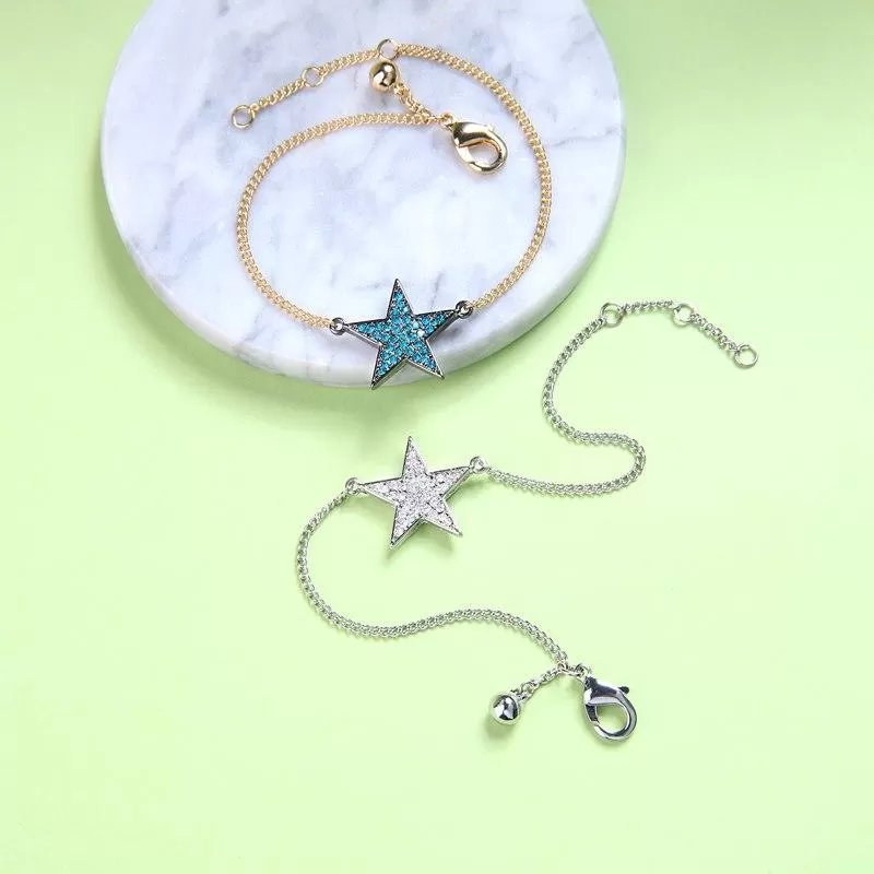 Chic Blue & Clear Star Charm Bracelet - 2 Colors