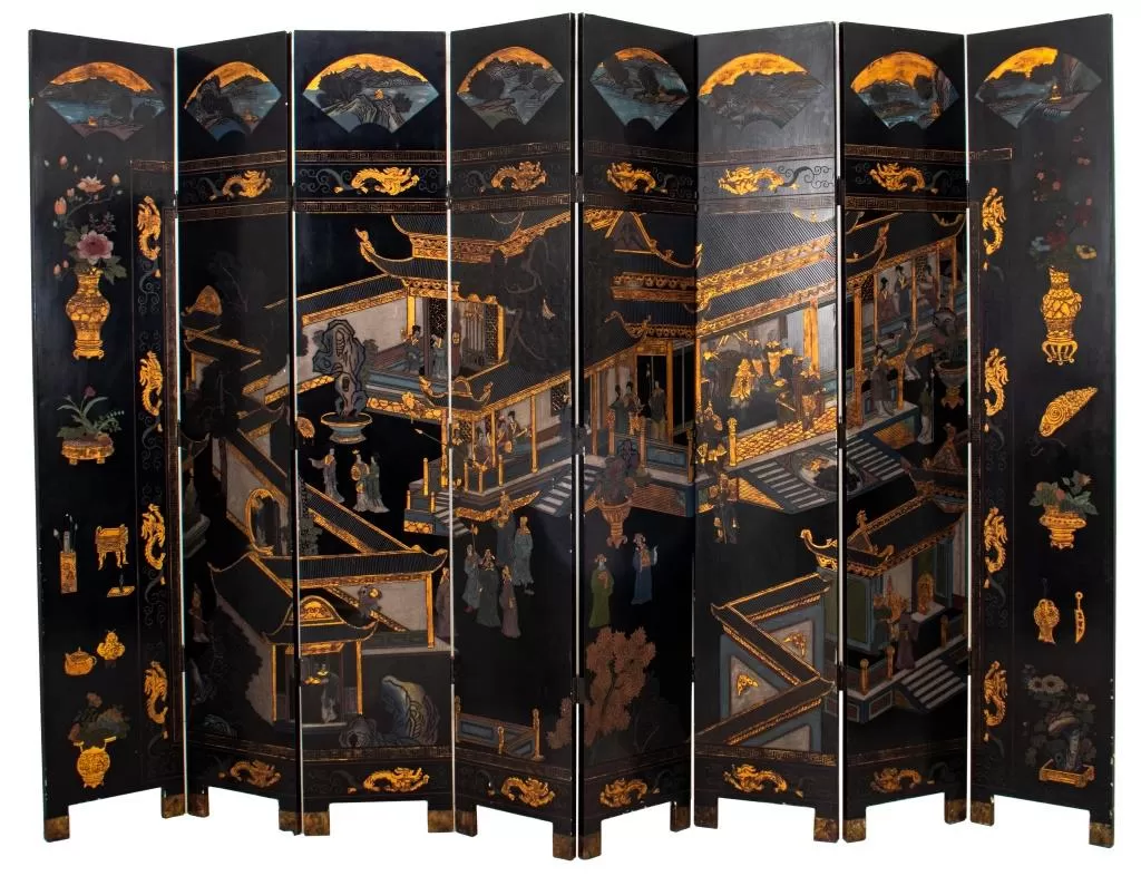 Chinese Coromandel Eight Panel Screen