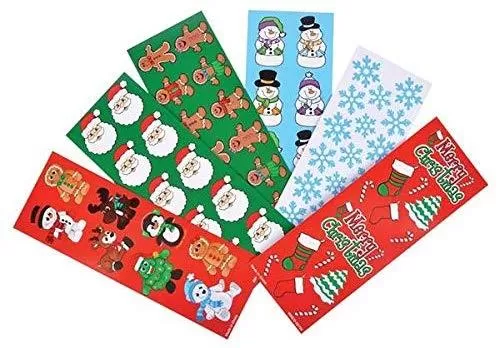 Christmas Sticker Gingerbread Man, Santa, Penguin, Christmas Tree, Candy Cane,