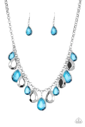 CLIQUE-bait Blue and Silver Necklace - Paparazzi Accessories