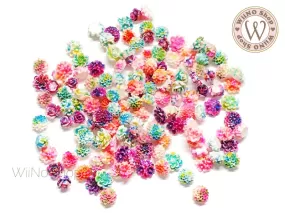 Colorful Flower Mix Nail Art Cabochons - 10 pcs