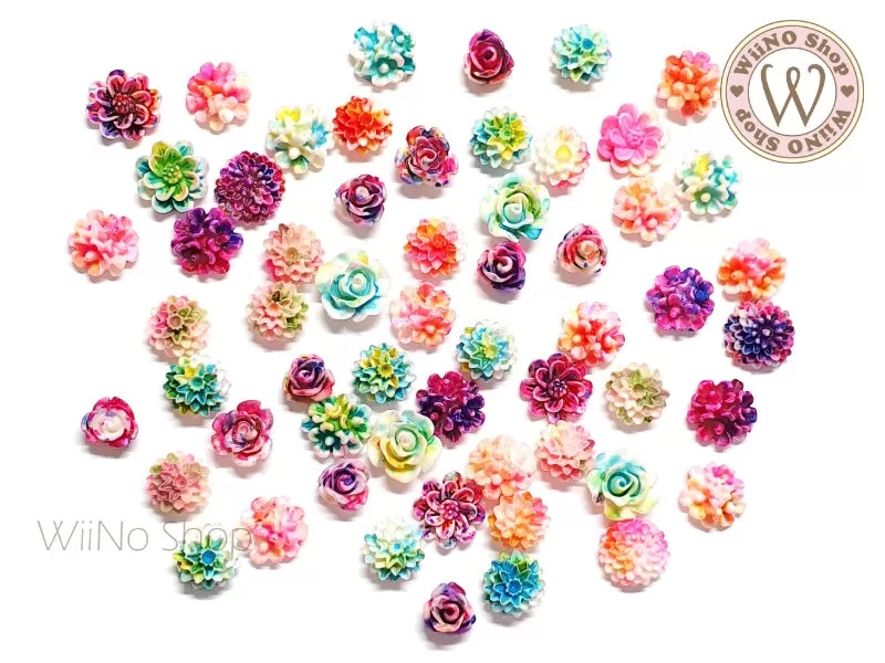 Colorful Flower Mix Nail Art Cabochons - 10 pcs