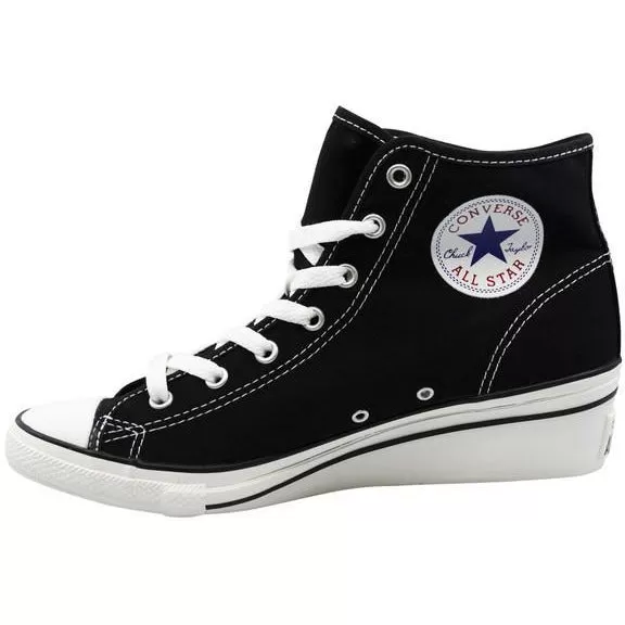 Converse Chuck Taylor Hi-Ness Wedge Black Lace Up Womens Plimsolls 537104F