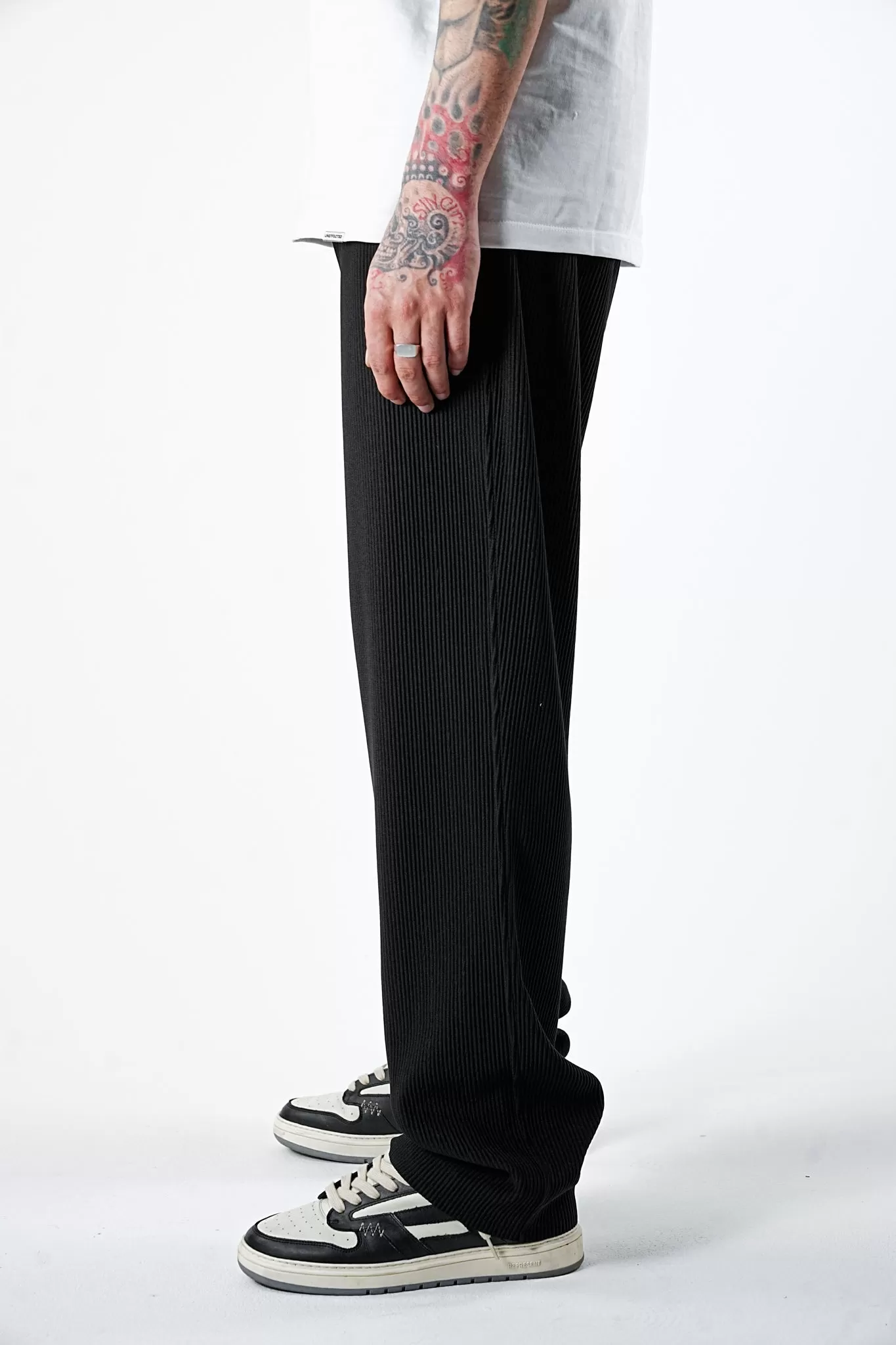 Cords Jet Black Wide Fit Pants