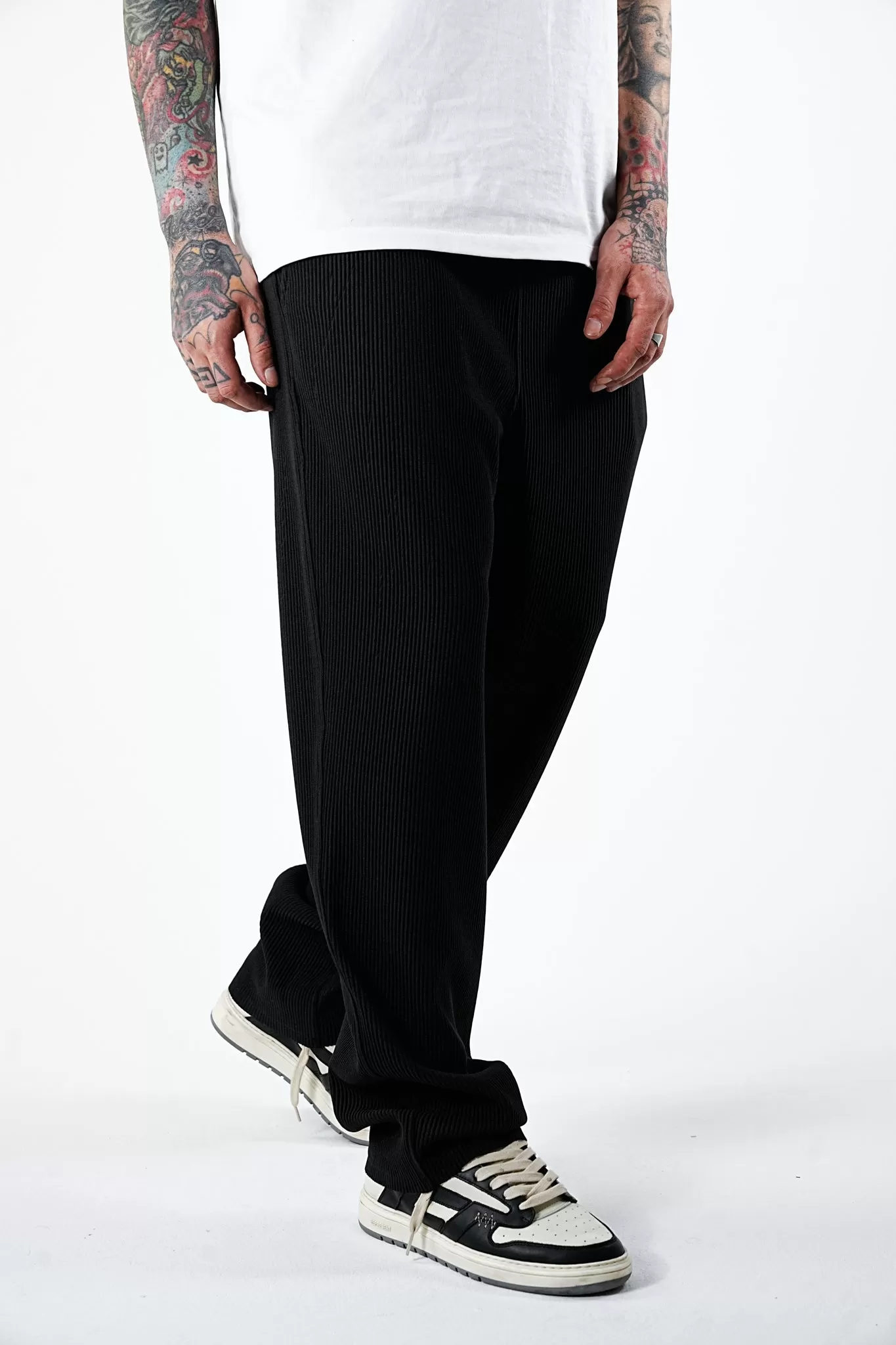 Cords Jet Black Wide Fit Pants