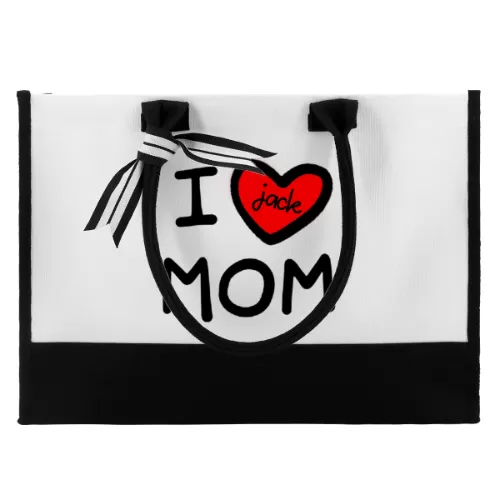 Custom Name Love Heart Canvas Shoulder Tote Bag Embroidery Personalized Environmental Protection Handbag Mom Tote Bag Mommy Bag Mom Gift