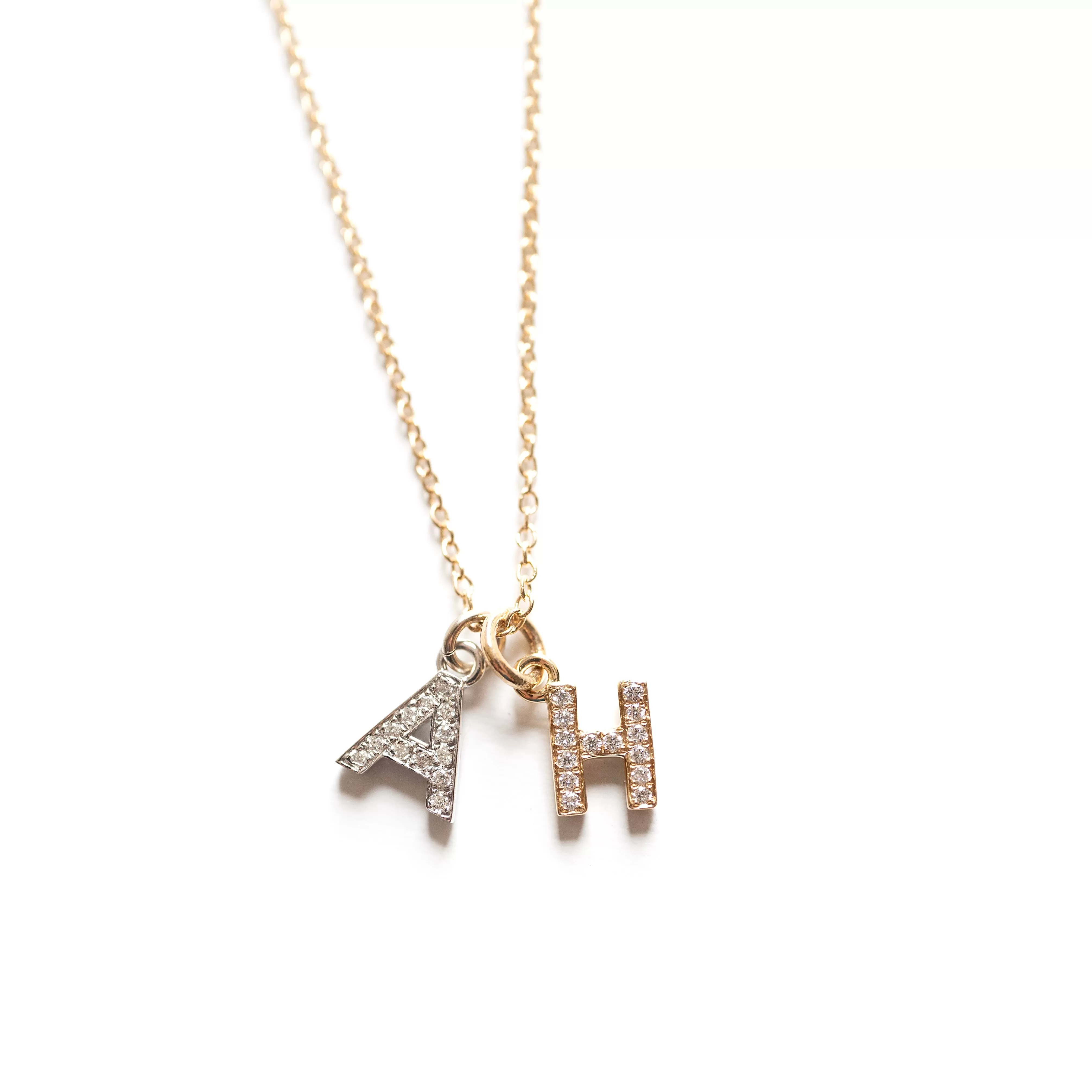 dangling petite diamond initial necklace