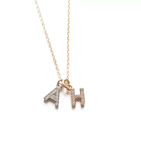 dangling petite diamond initial necklace