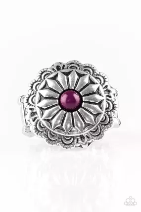 Daringly Daisy Purple and Silver Flower Ring - Paparazzi Accessories