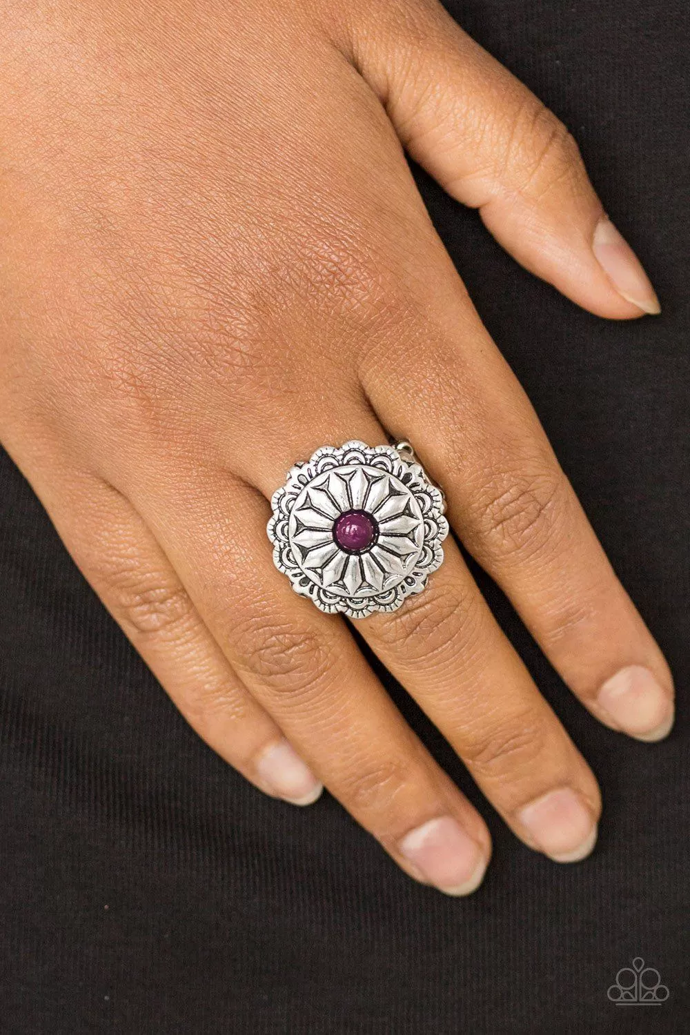 Daringly Daisy Purple and Silver Flower Ring - Paparazzi Accessories