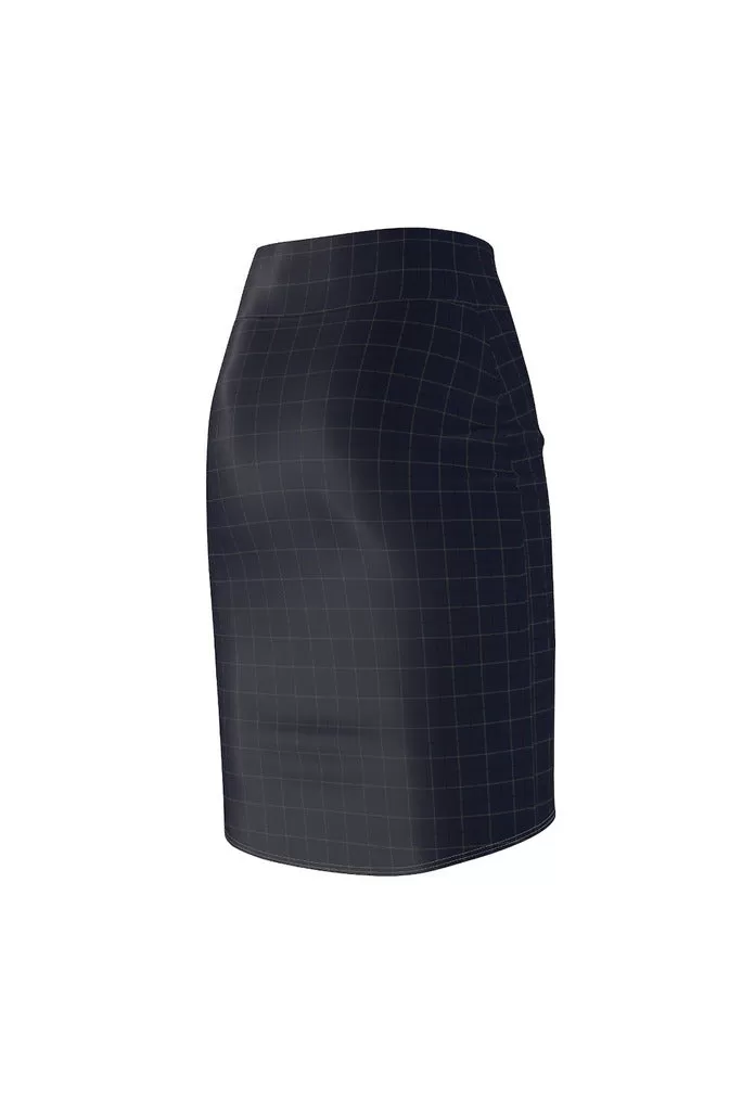 Dark Blue Tattersall Women's Pencil Skirt