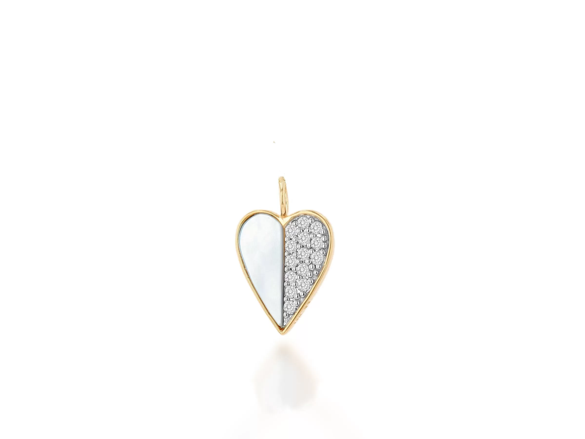 Diamond And Mother Of Pearl Heart Charm Only