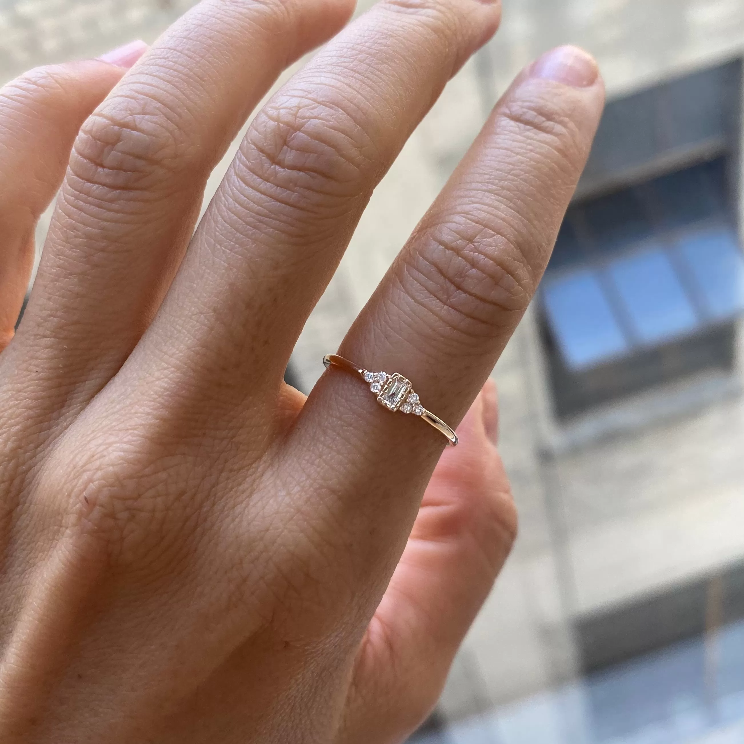 Diamond Baguette Cluster Whisper Ring