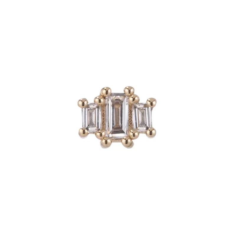 Diamond Baguette Trio Stud (Single)