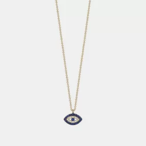 Diamond Evil Eye Sapphire Border Necklace