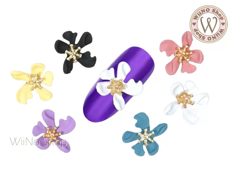 Dillenia Flower Nail Metal Charm - 2 pcs