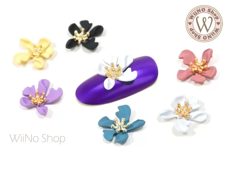 Dillenia Flower Nail Metal Charm - 2 pcs