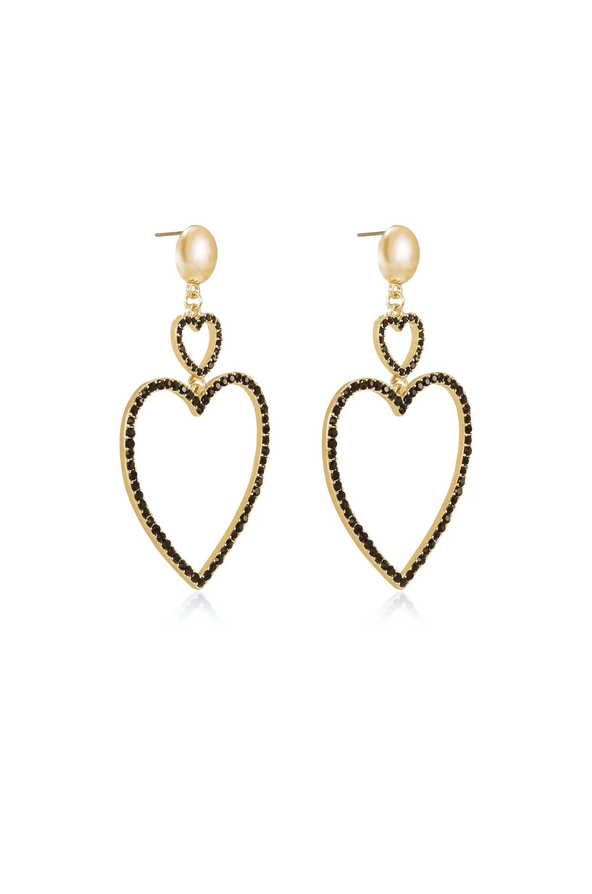 Double Heart Crystal Drop Earrings