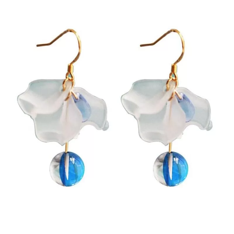 Elegant Petal Flower Crystal Ear Hooks Drop Earrings