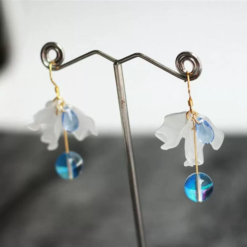 Elegant Petal Flower Crystal Ear Hooks Drop Earrings