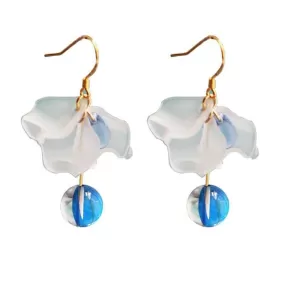 Elegant Petal Flower Crystal Ear Hooks Drop Earrings