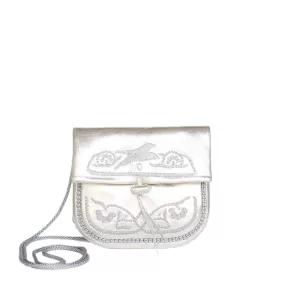 Embroidered Mini Crossbody Bag in Silver