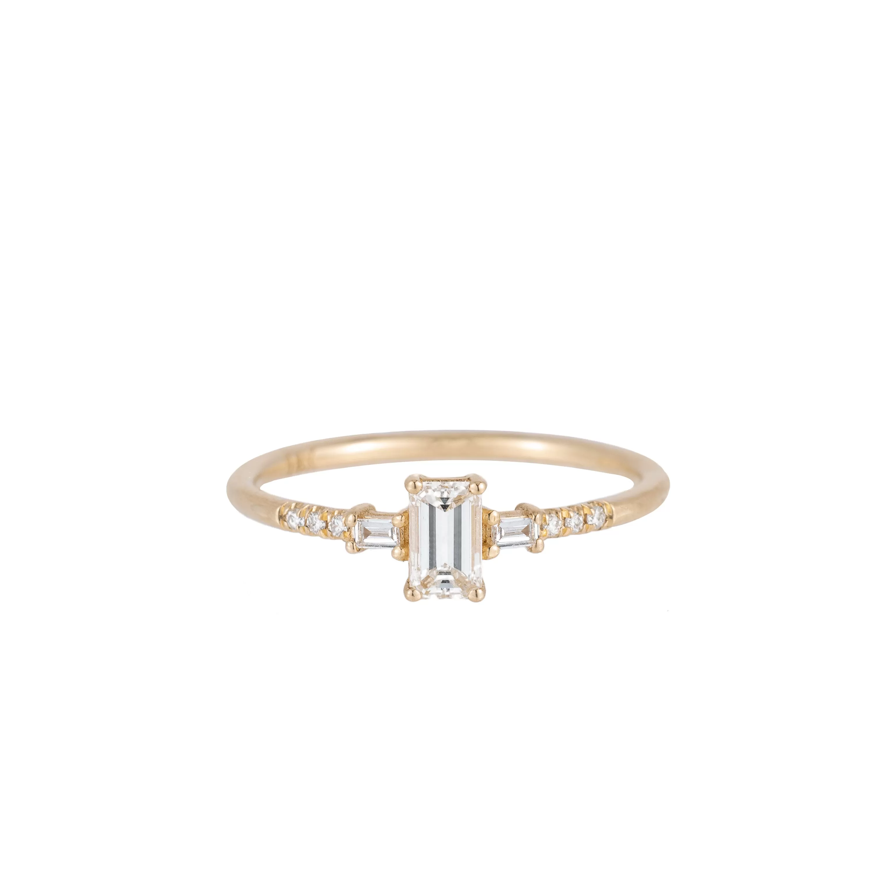 Emerald Cut Diamond Melody Ring