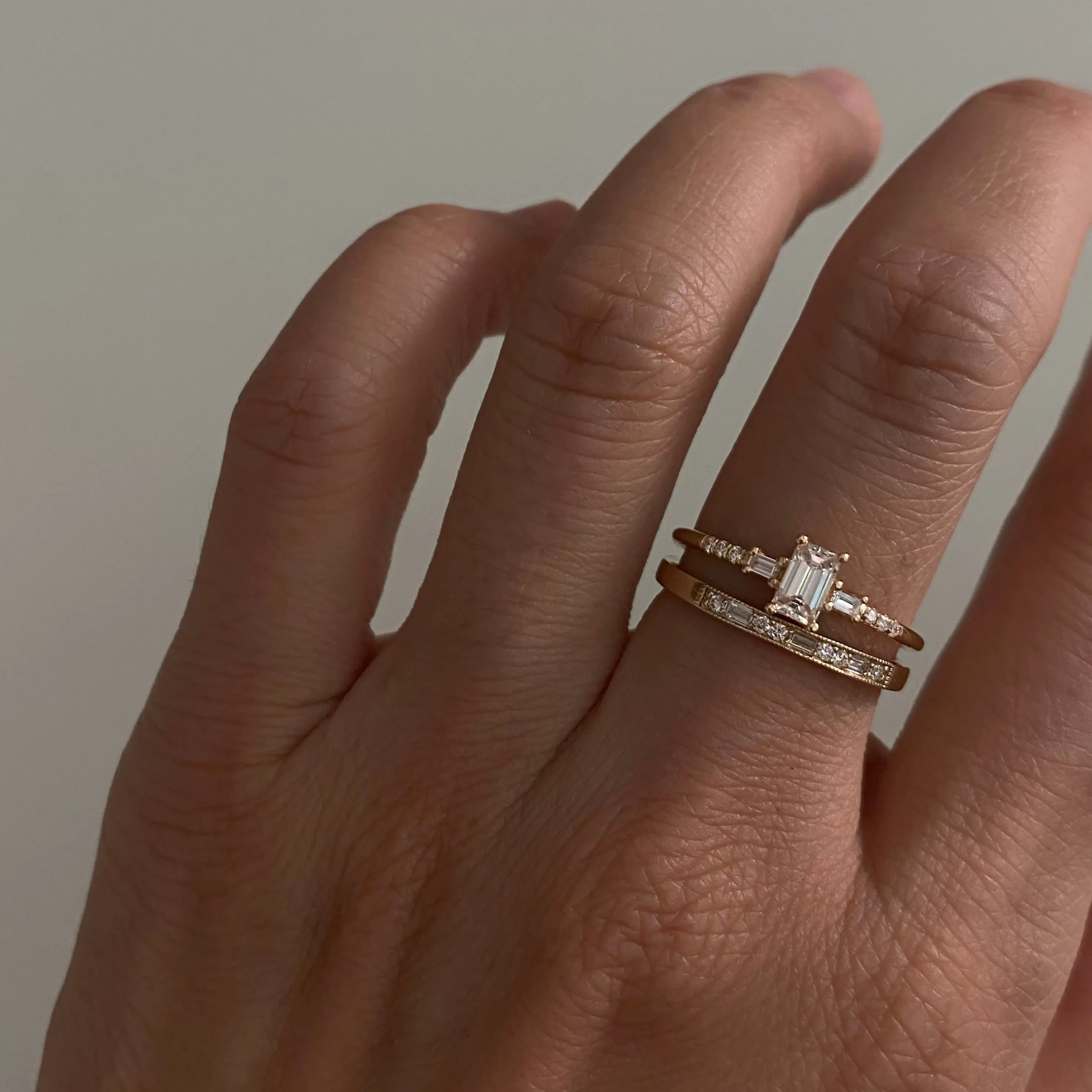 Emerald Cut Diamond Melody Ring