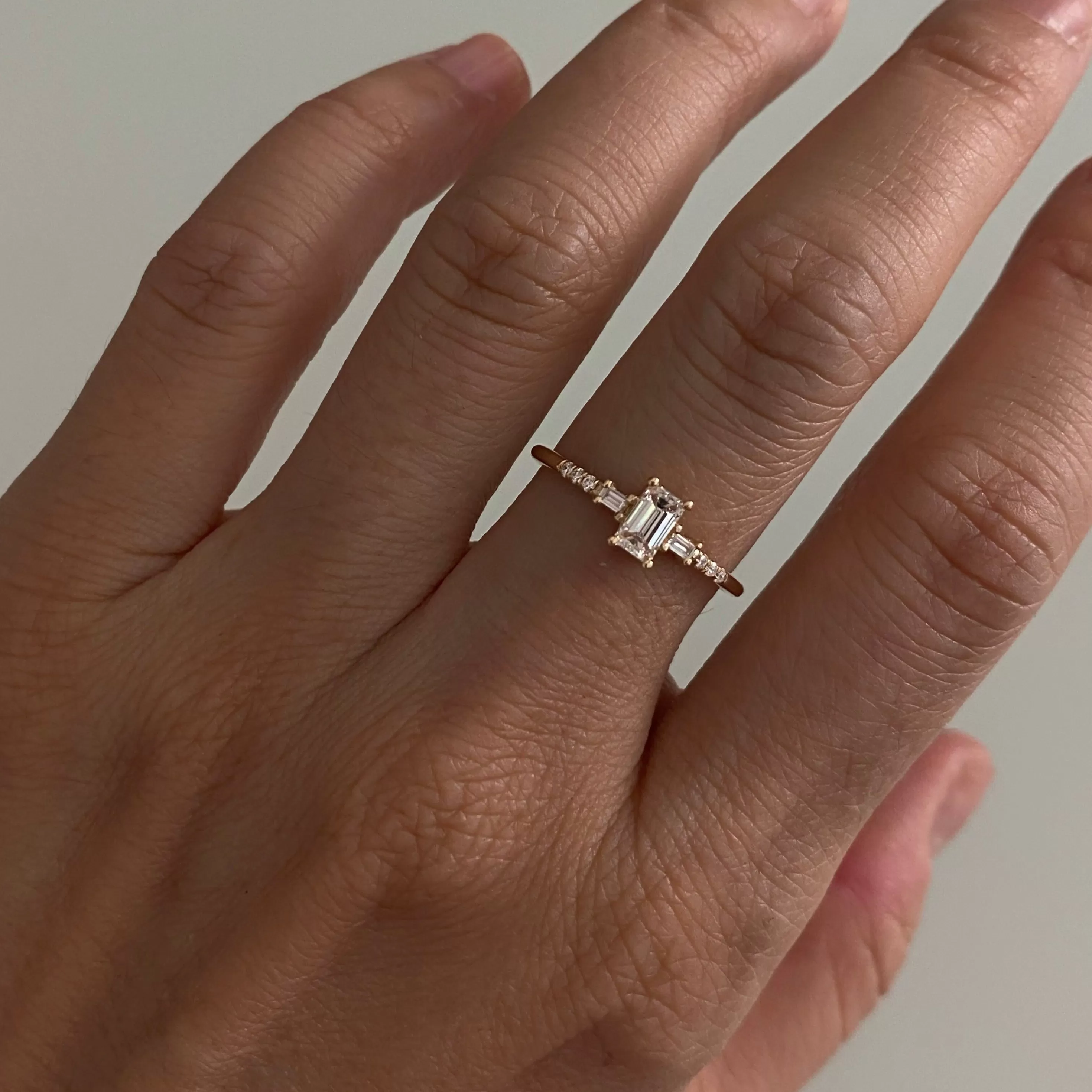 Emerald Cut Diamond Melody Ring