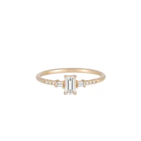 Emerald Cut Diamond Melody Ring