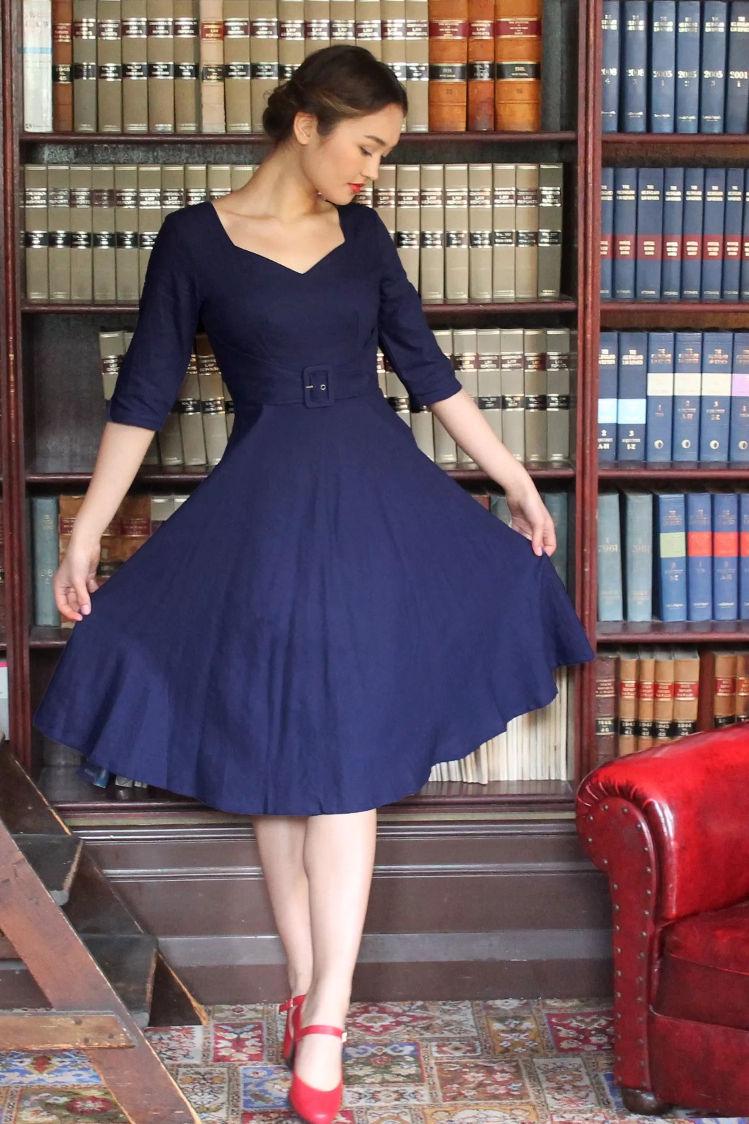 Esmee Navy Linen Dress