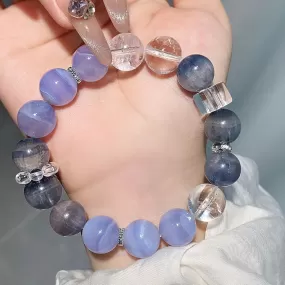 Feather Fluorite & Blue Lace Agate Bracelet