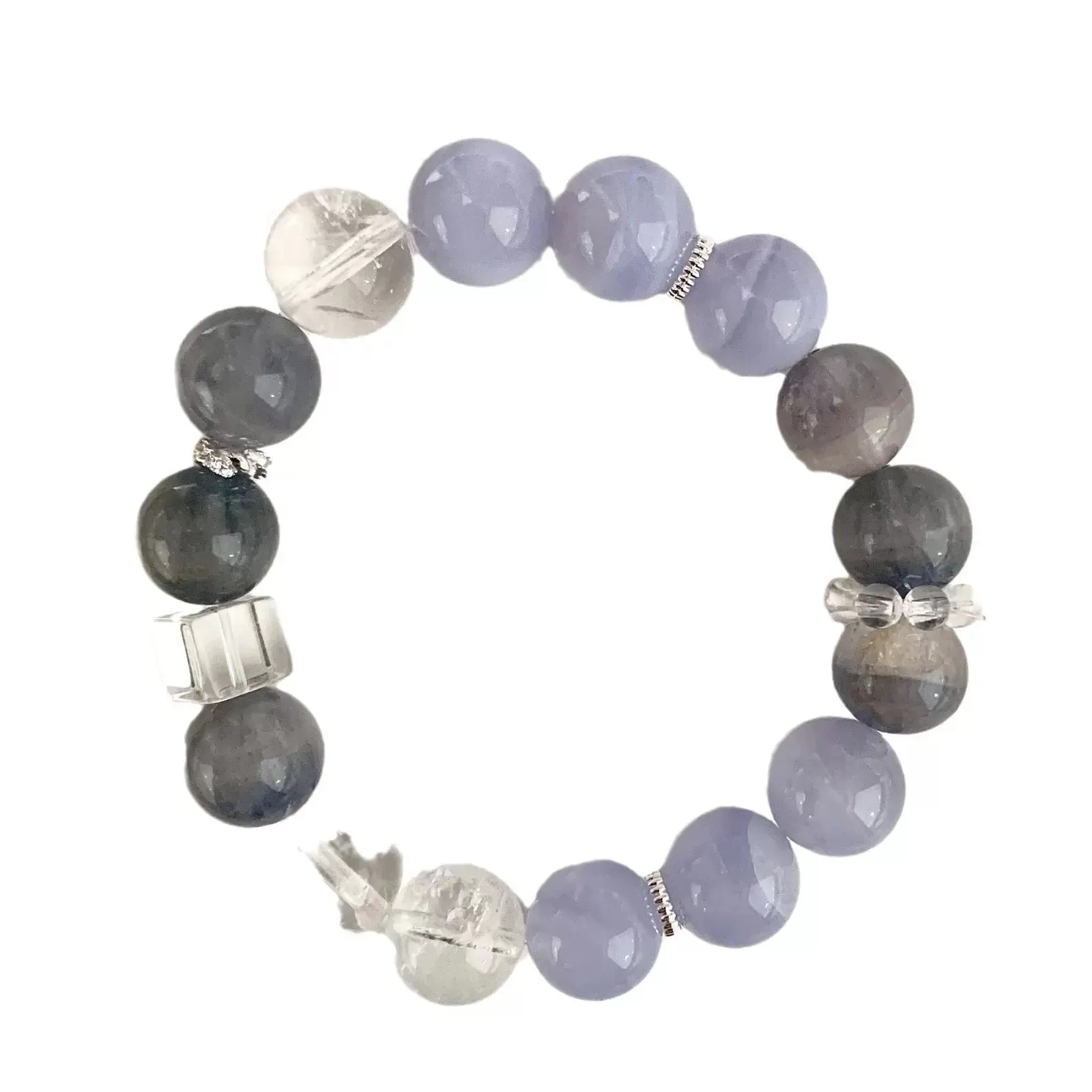 Feather Fluorite & Blue Lace Agate Bracelet