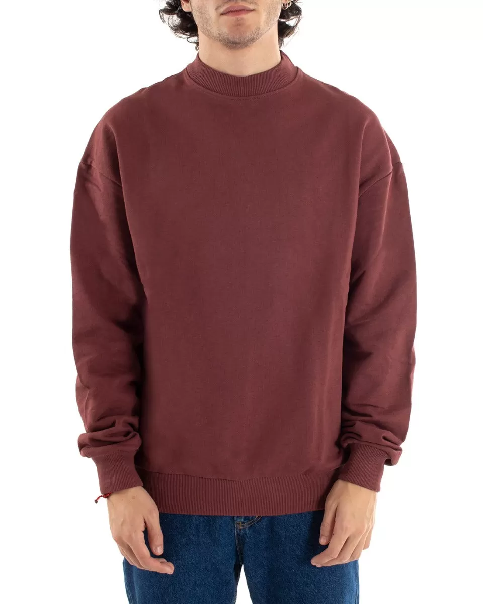 Felpa Mezzo Collo Uomo Maglia Con Colletto Bordeaux Comoda GIOSAL-F2942A