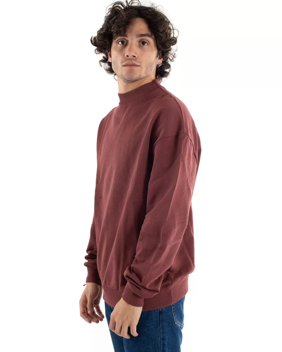 Felpa Mezzo Collo Uomo Maglia Con Colletto Bordeaux Comoda GIOSAL-F2942A