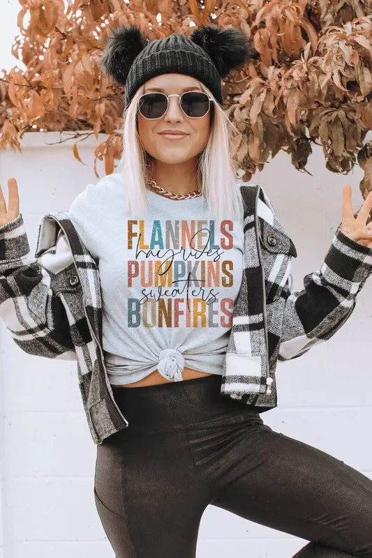 FLANNELS PUMPKINS BONFIRES GRAPHIC TEE PLUS SIZE