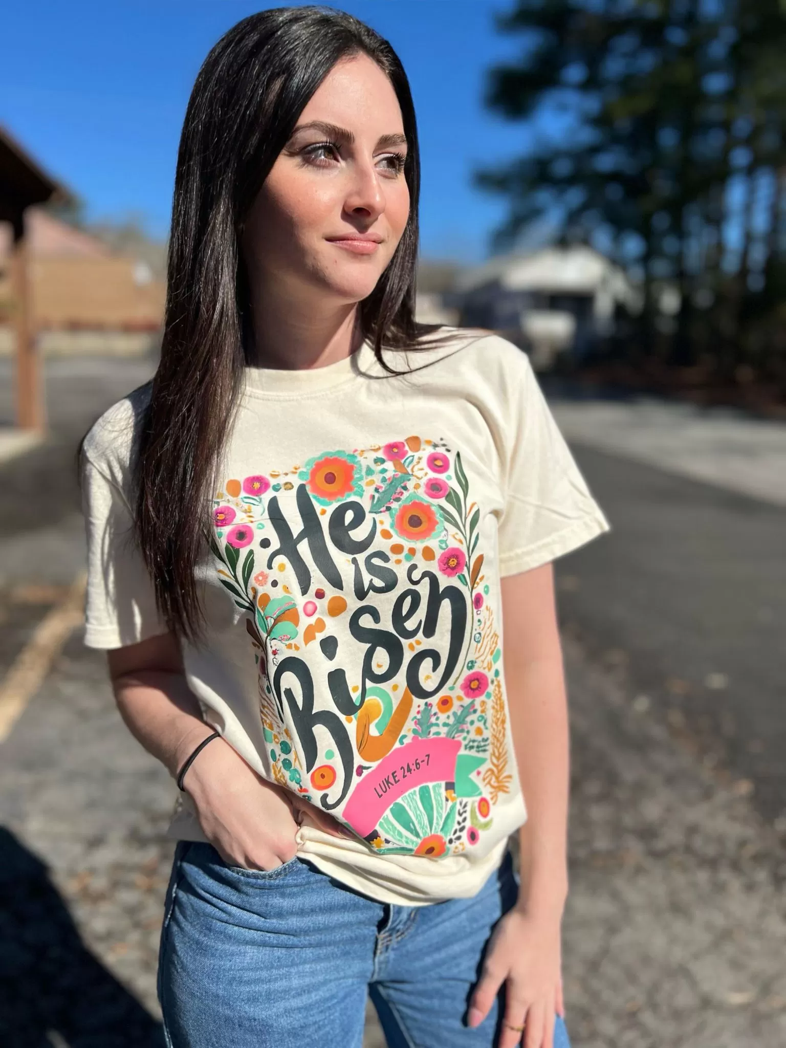 Floral He is Risen Tee