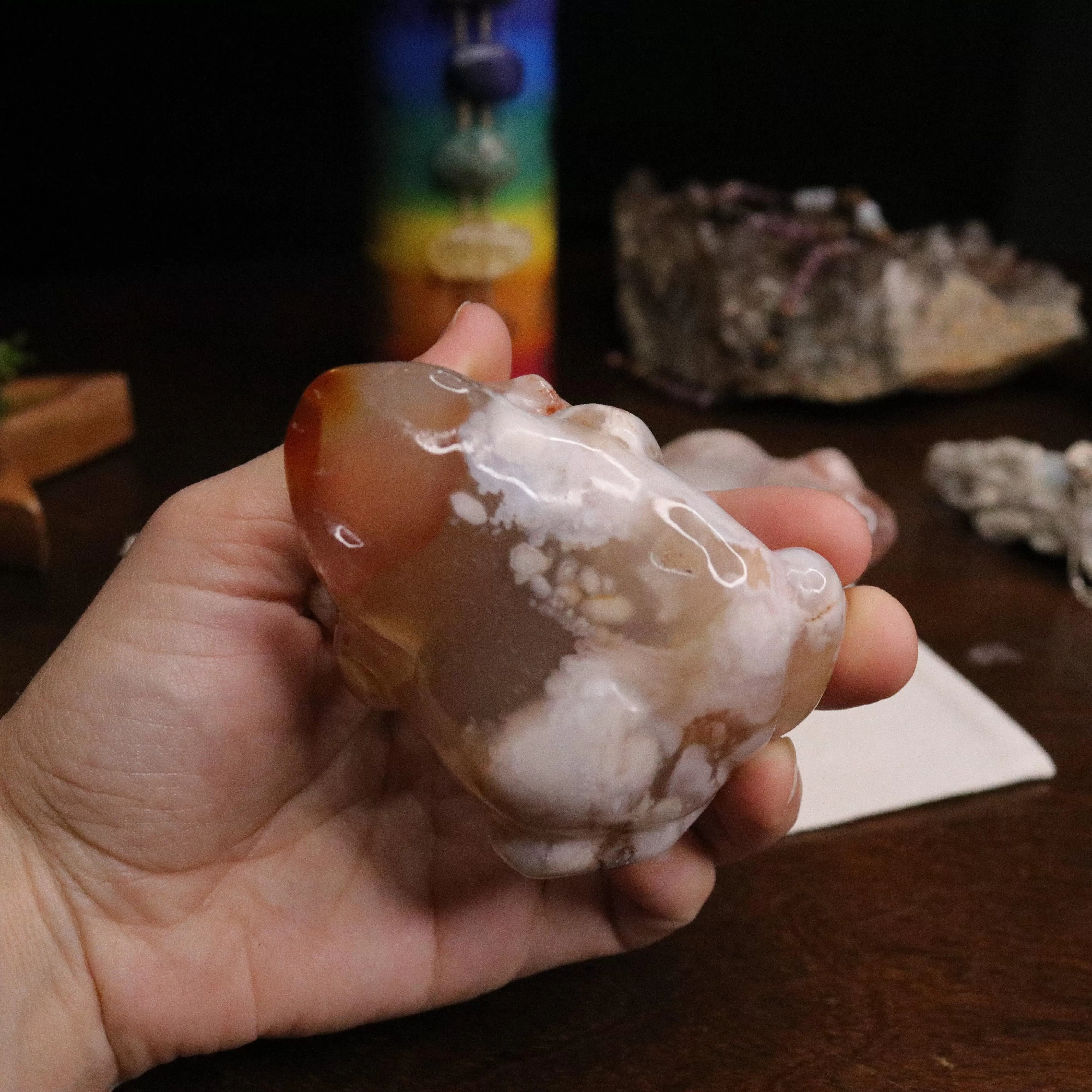 Flower Agate Frog Carvings ~ Gentle and Uplifting Energy