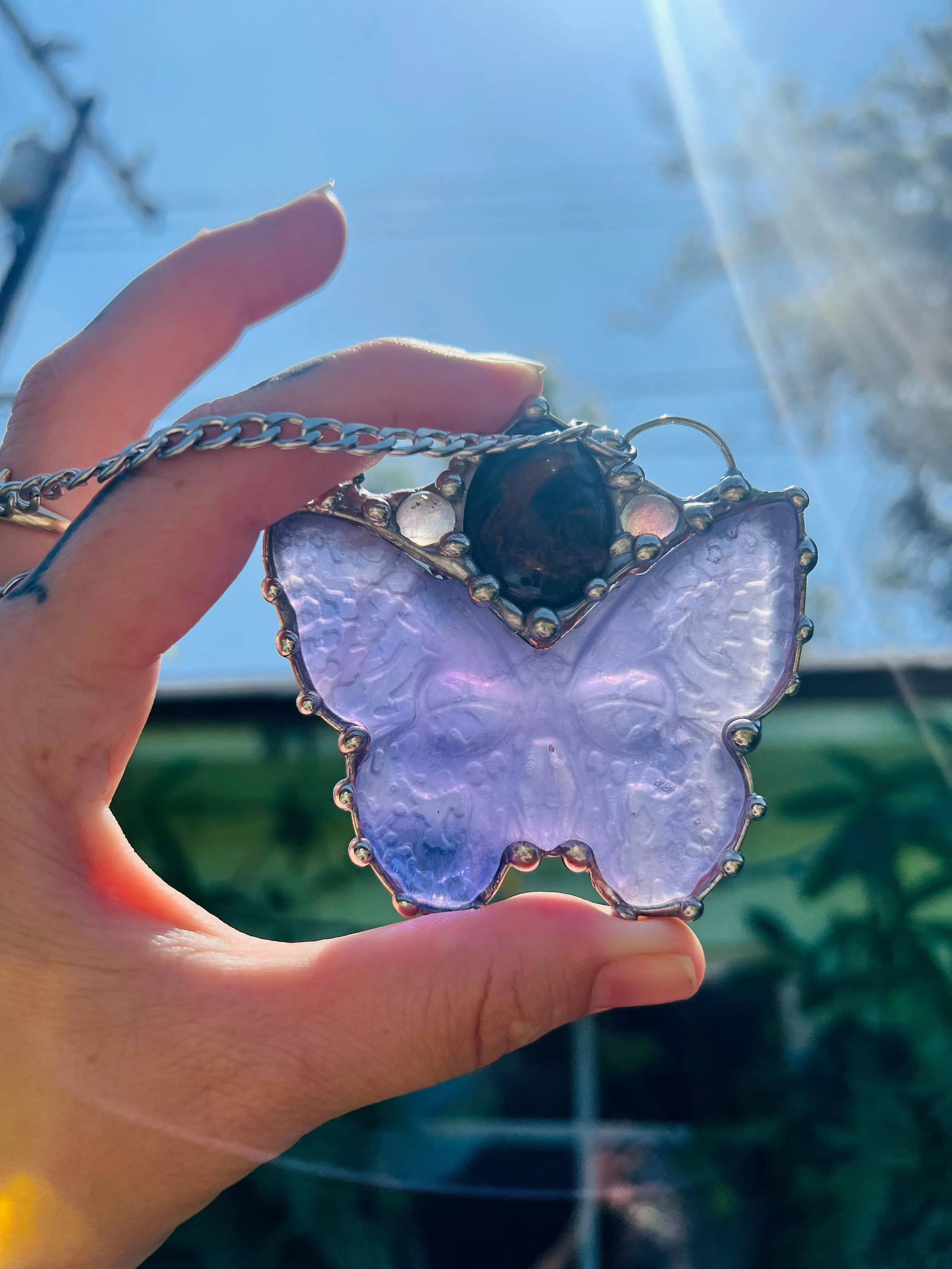 Fluorite Skull Moth amulet no.1