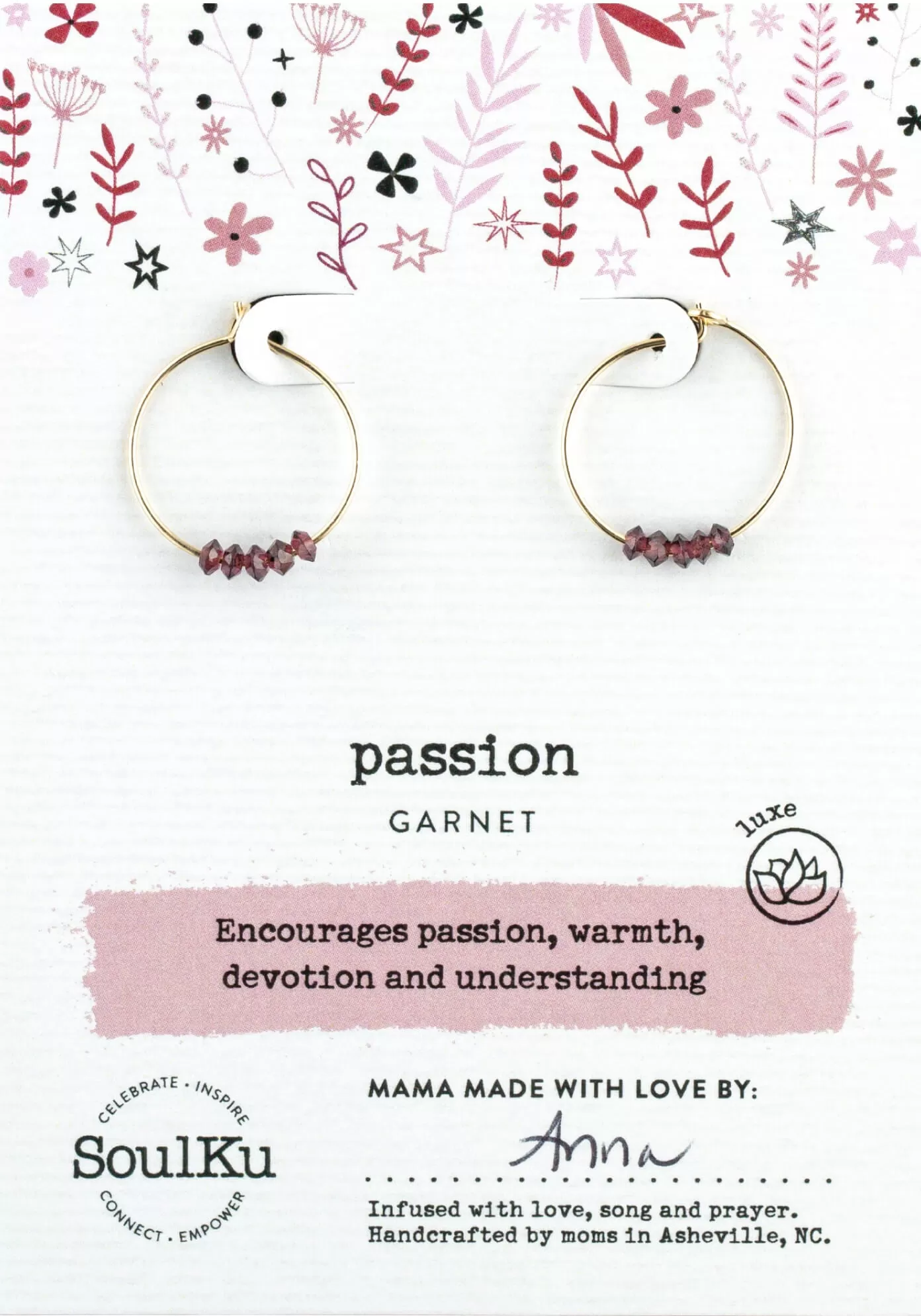 Garnet Gold Hoop Earrings for Passion