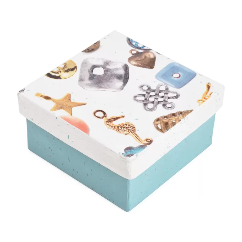 Gift Boxes-Beads, Charms, Connectors and Buttons-Paper Mache-Square-X-Small-Quantity 1