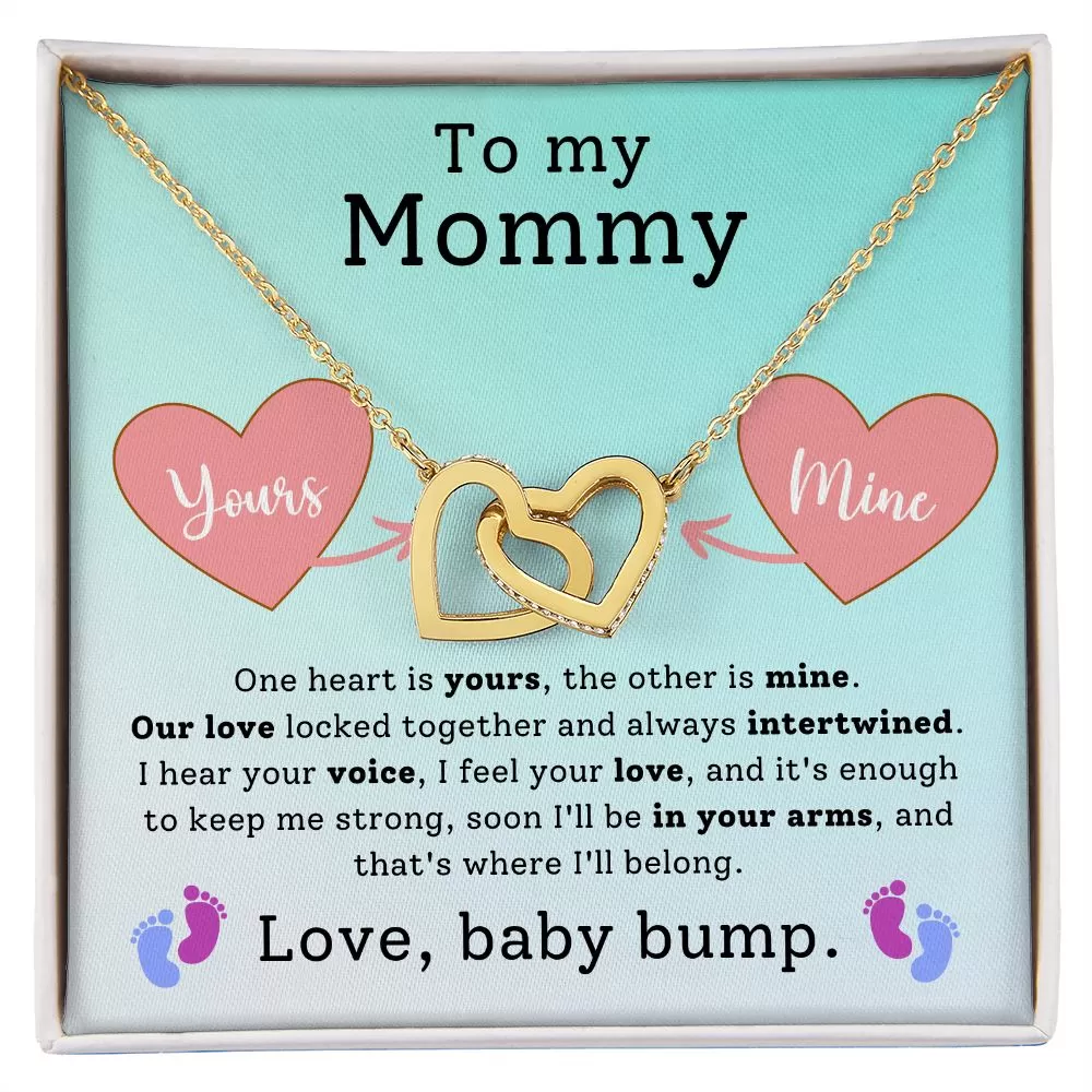 Gift to New Mom From Baby Bump One Heart is Yours the Other is Mine, Cute First Mother's Day, First Pregnancy Necklace