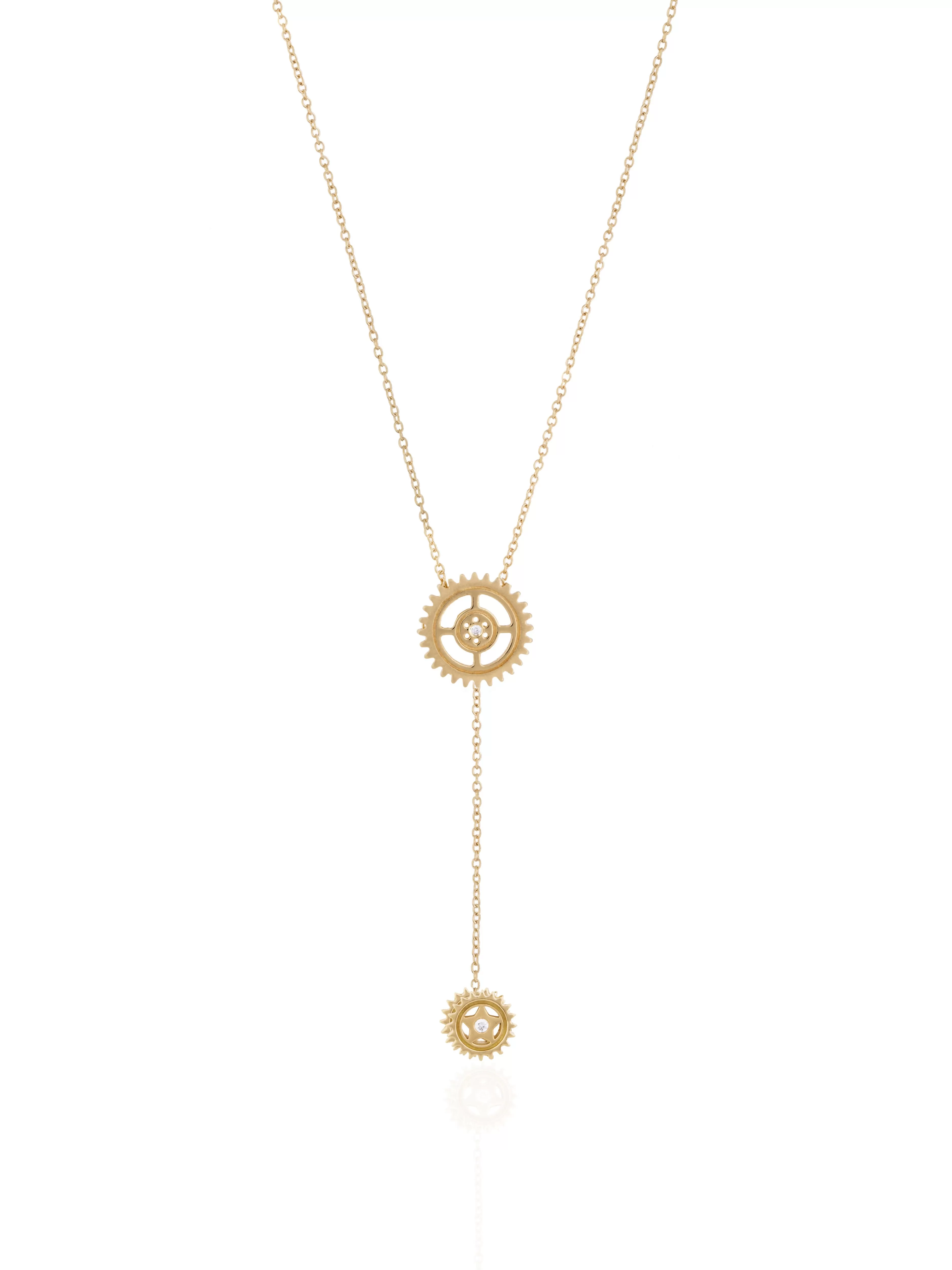 gold-adjustable-gear-necklace - By Delcy