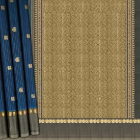 Handwoven Blue with Olive Green Kanjivaram Silk Saree - 1941T009066DSC