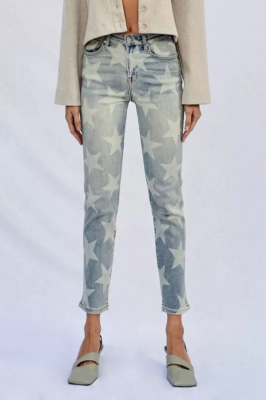 HIGH RISE STAR PRINTED GIRLFRIEND JEANS