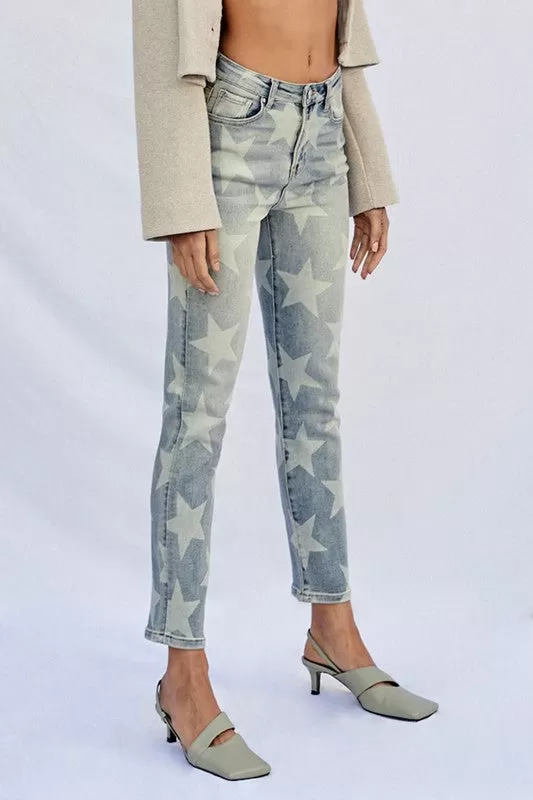 HIGH RISE STAR PRINTED GIRLFRIEND JEANS