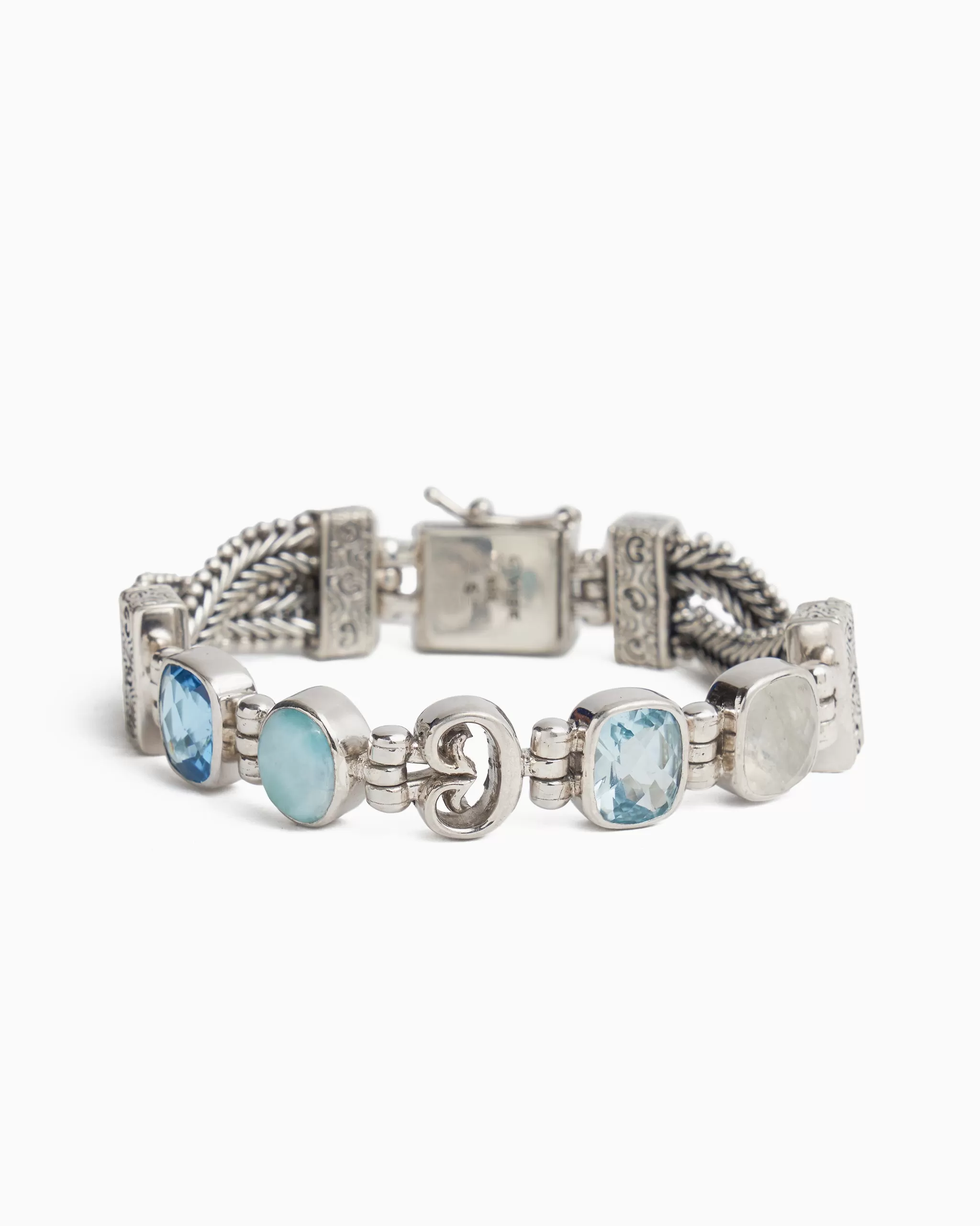 Hummingbird Stone Link Bracelet - Hampton Blue Topaz/Larimar/Blue Topaz/Moonstone