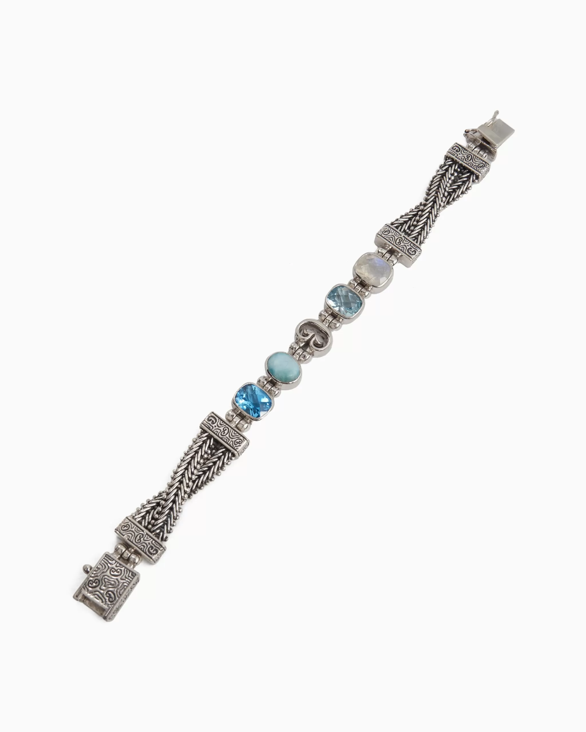 Hummingbird Stone Link Bracelet - Hampton Blue Topaz/Larimar/Blue Topaz/Moonstone